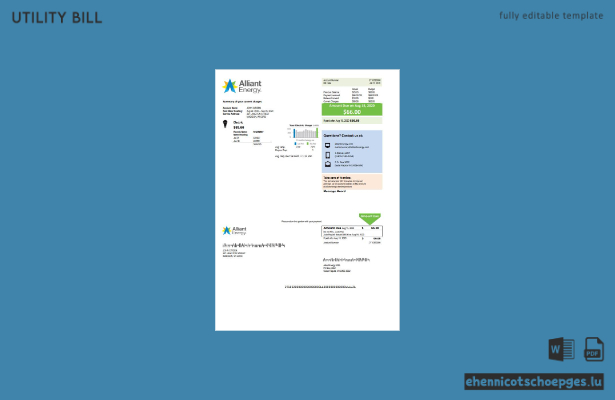 USA Wisconsin Alliant Energy Stromrechnung – Beispieltext (Vorschau)